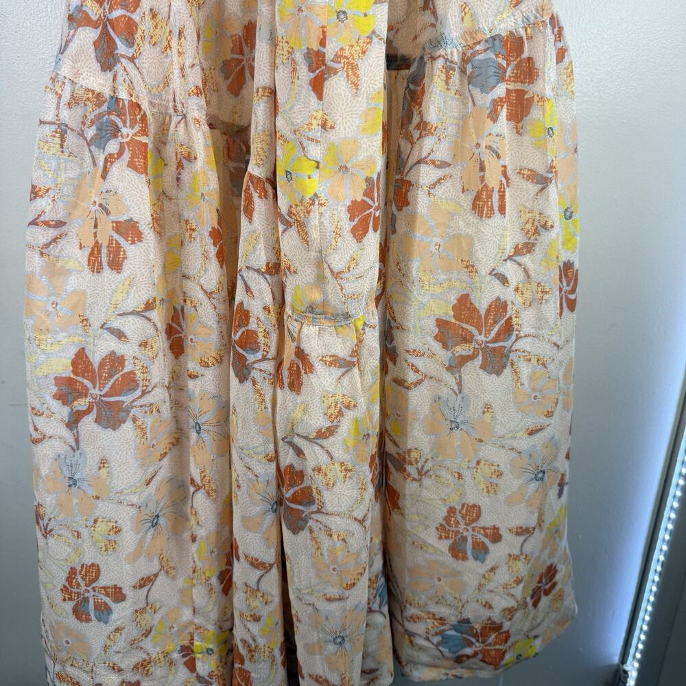 Joie Maeve B Silk Maxi Dress Apricot‎ Buff Orange Size 14 Nipped Waist Cutouts - Picture 8 of 12